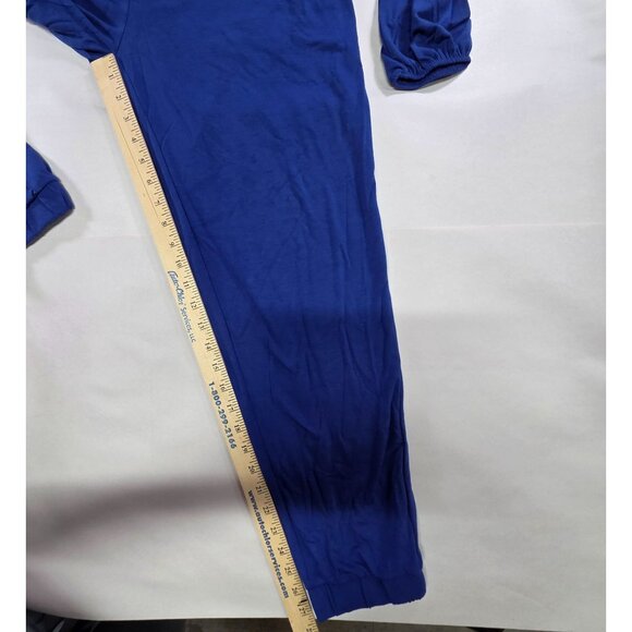 Zenana Womens XL Jumpsuit Blue Long Sleeve Button-Front Drawstring Waist Pockets - Picture 10 of 11